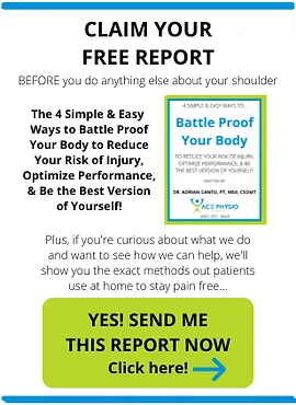 A poster that says claim your free report before you do anything else about your shoulder