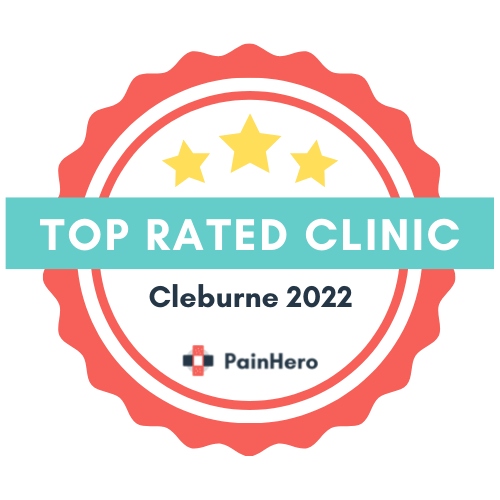A badge that says top rated clinic cleburne 2022