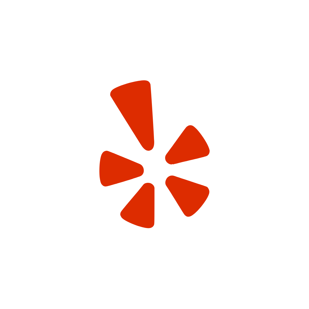 A red star with five petals on a white background.