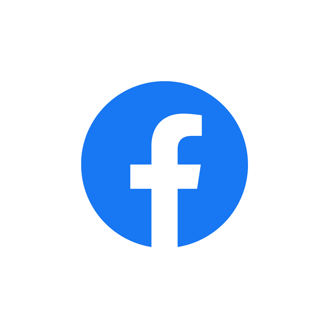 The facebook logo is in a blue circle on a white background.