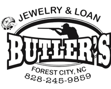 The logo for butter 's jewelry and loan in forest city nc