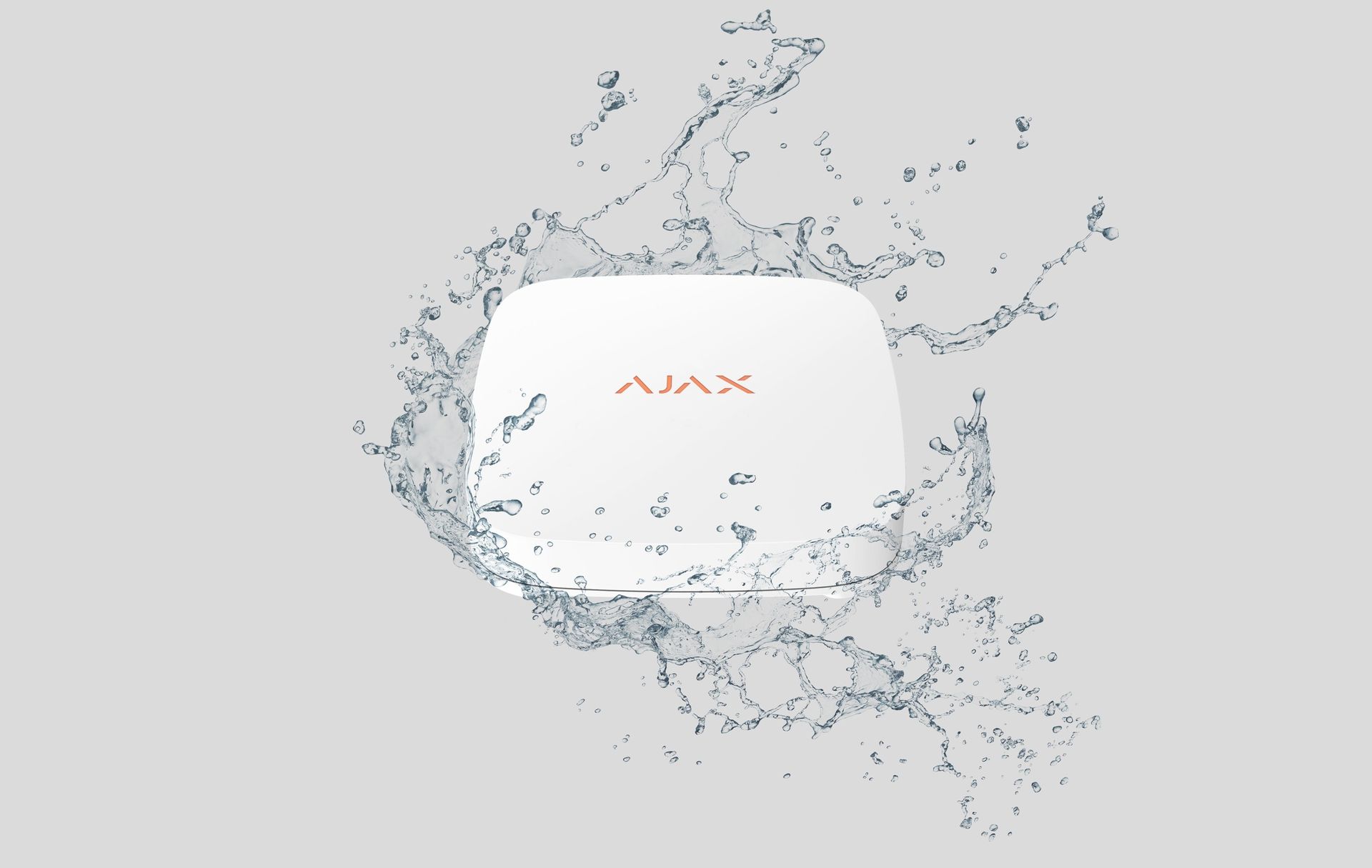 White Ajax Security Hub With Red Text, Centred in a Splash of Water — Cussler NQ in Proserpine, QLD