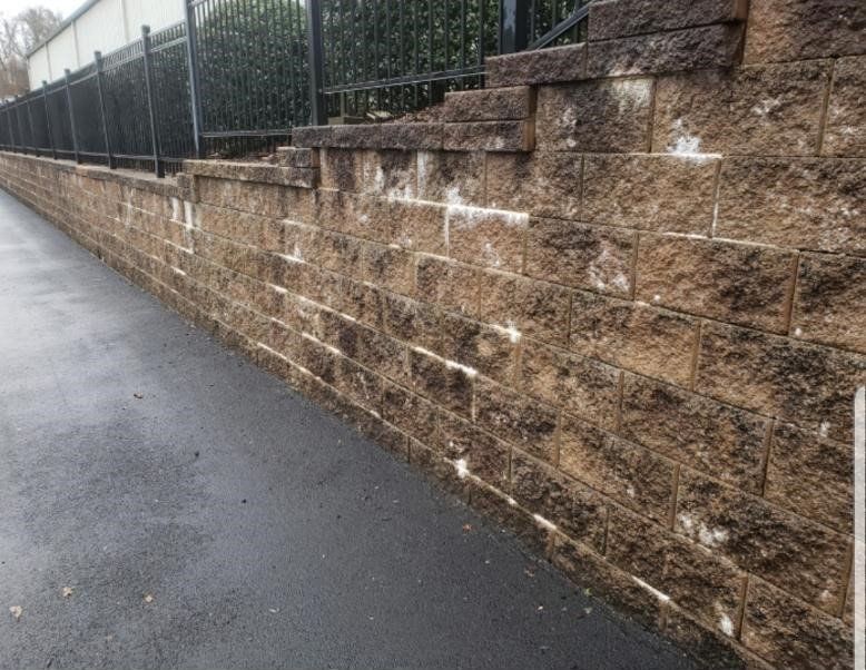 Exterior Pressure Washing — Dirty Brick Wall in Tri-City, TN