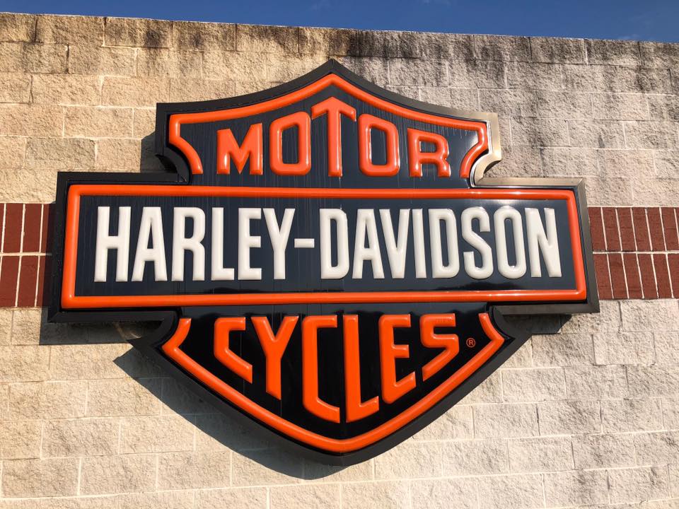 Commercial Pressure Washer — Harley-Davidson Signage Wall Before Wash in Tri-City, TN