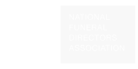 National Funeral Directors Association logo. Text in white on a white background.