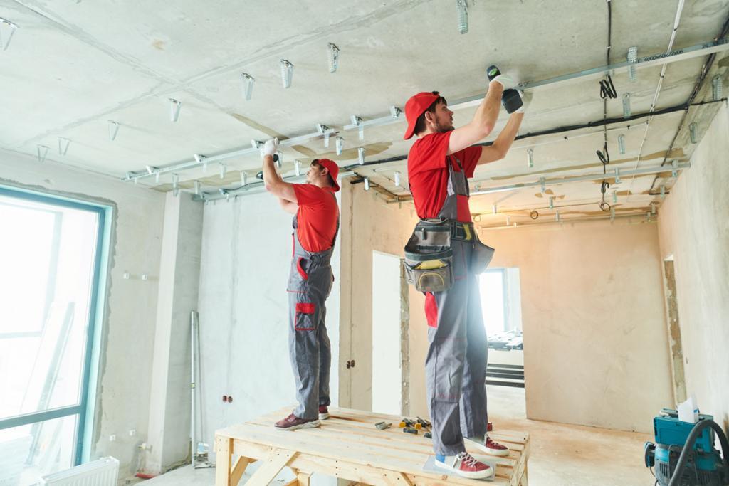 Workers Installing Lights
