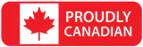Red rectangle with Canadian flag and text