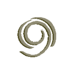 Olive green swirling vortex on white background.