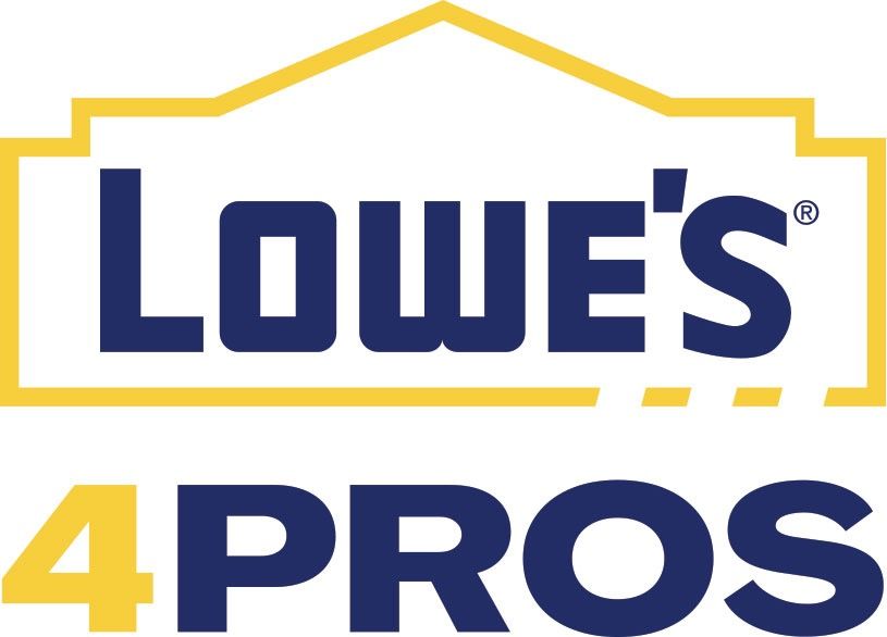 The logo for lowe 's 4 pros is blue and yellow.