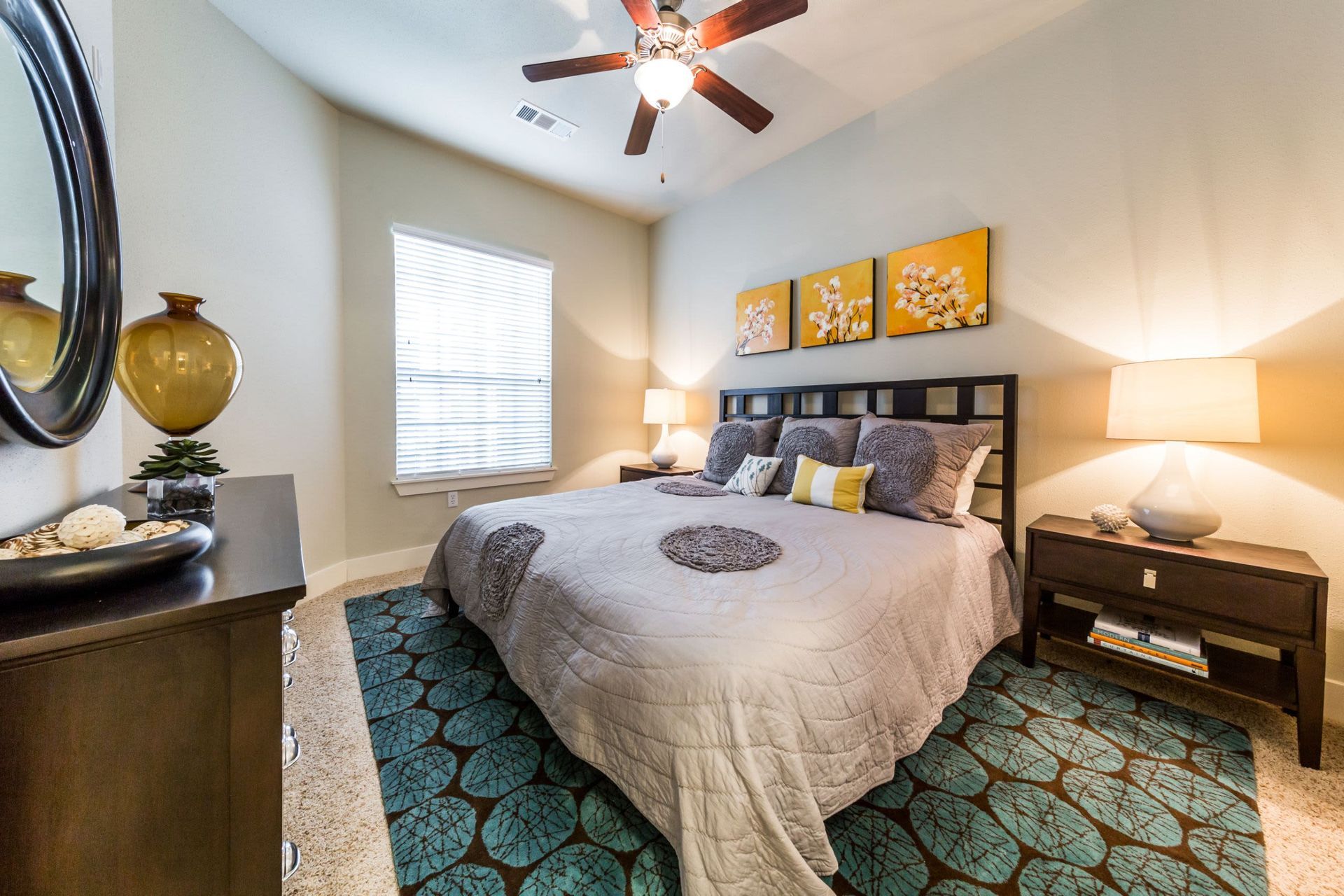 Spacious Bedroom with Ceiling Fan at The Marq at Ridgegate