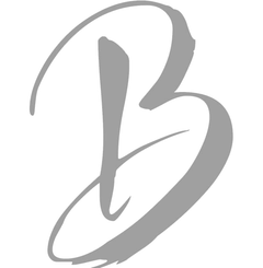 Gray cursive letter B.