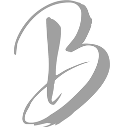 Gray cursive letter B.