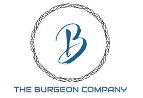 Logo: Blue script "B" inside a circular, woven border, with "THE BURGEON COMPANY" below in teal.