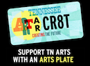 A tennessee license plate that says `` support tn arts with an arts plate ''.