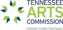 The tennessee arts commission logo is green and blue and says cultivate create participate.