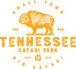 A logo for tennessee safari park with a bison on it
