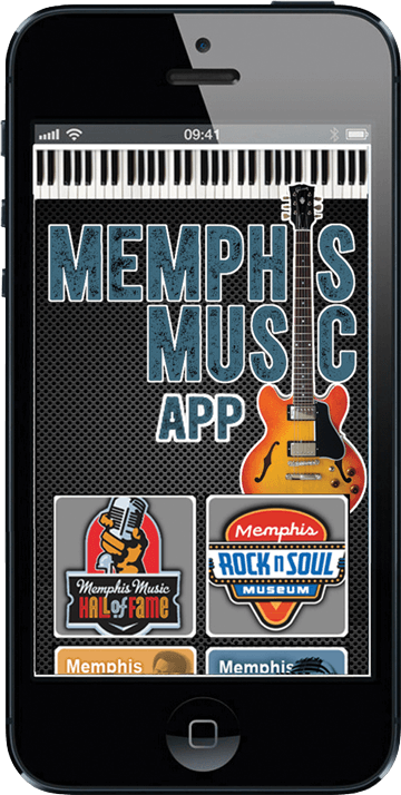 A cell phone with the memphis music app on it