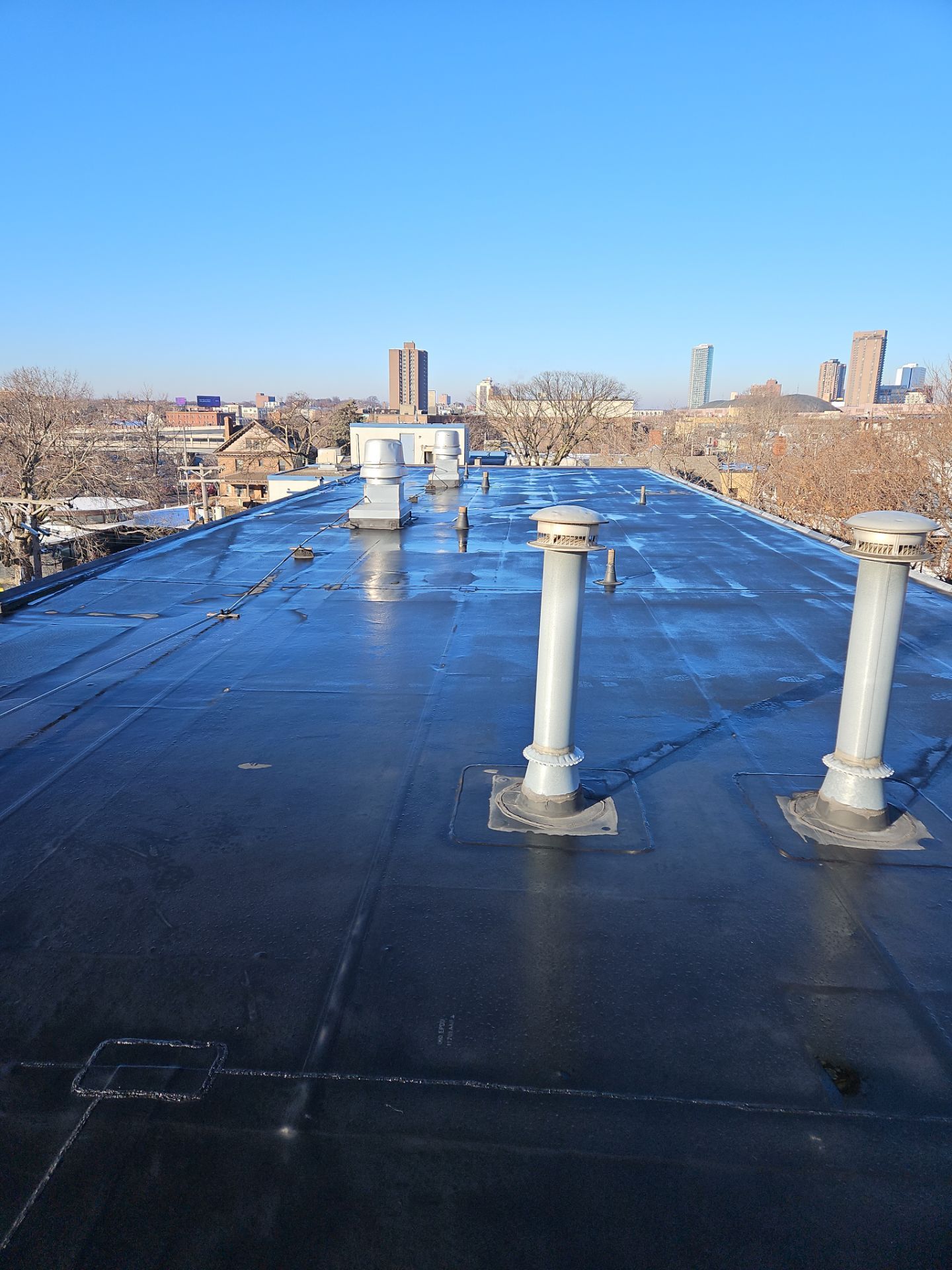a close up of a roof with a hole in it
