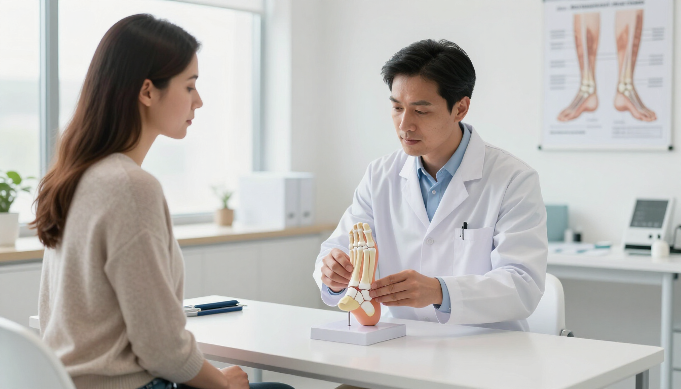 Doctor explaining foot anatomy