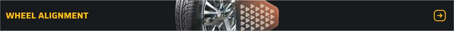 Wheel Alignment text on a black background with a car wheel.