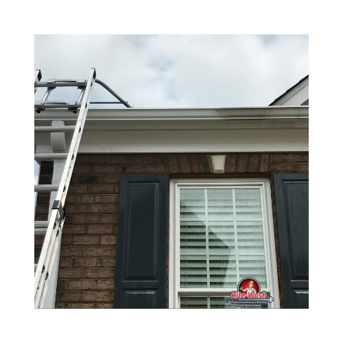 A picture of a gutter and a picture of a roof