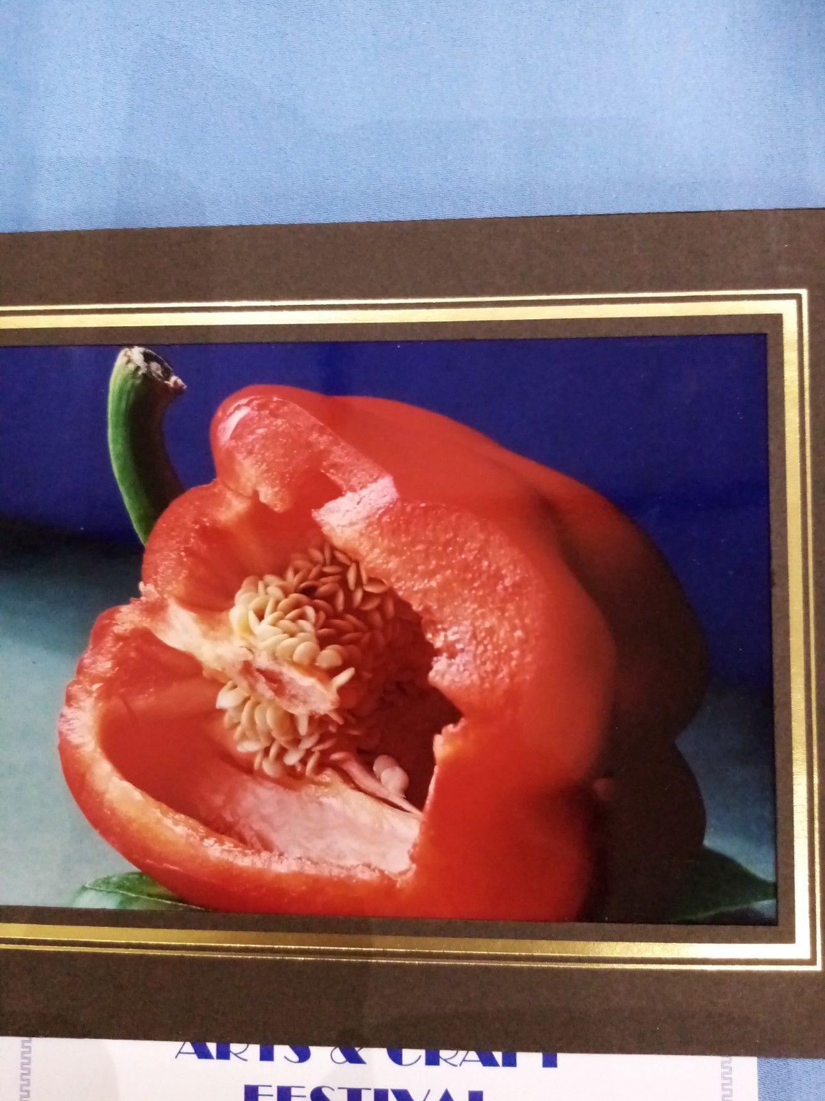A picture of a red pepper with the word art on it
