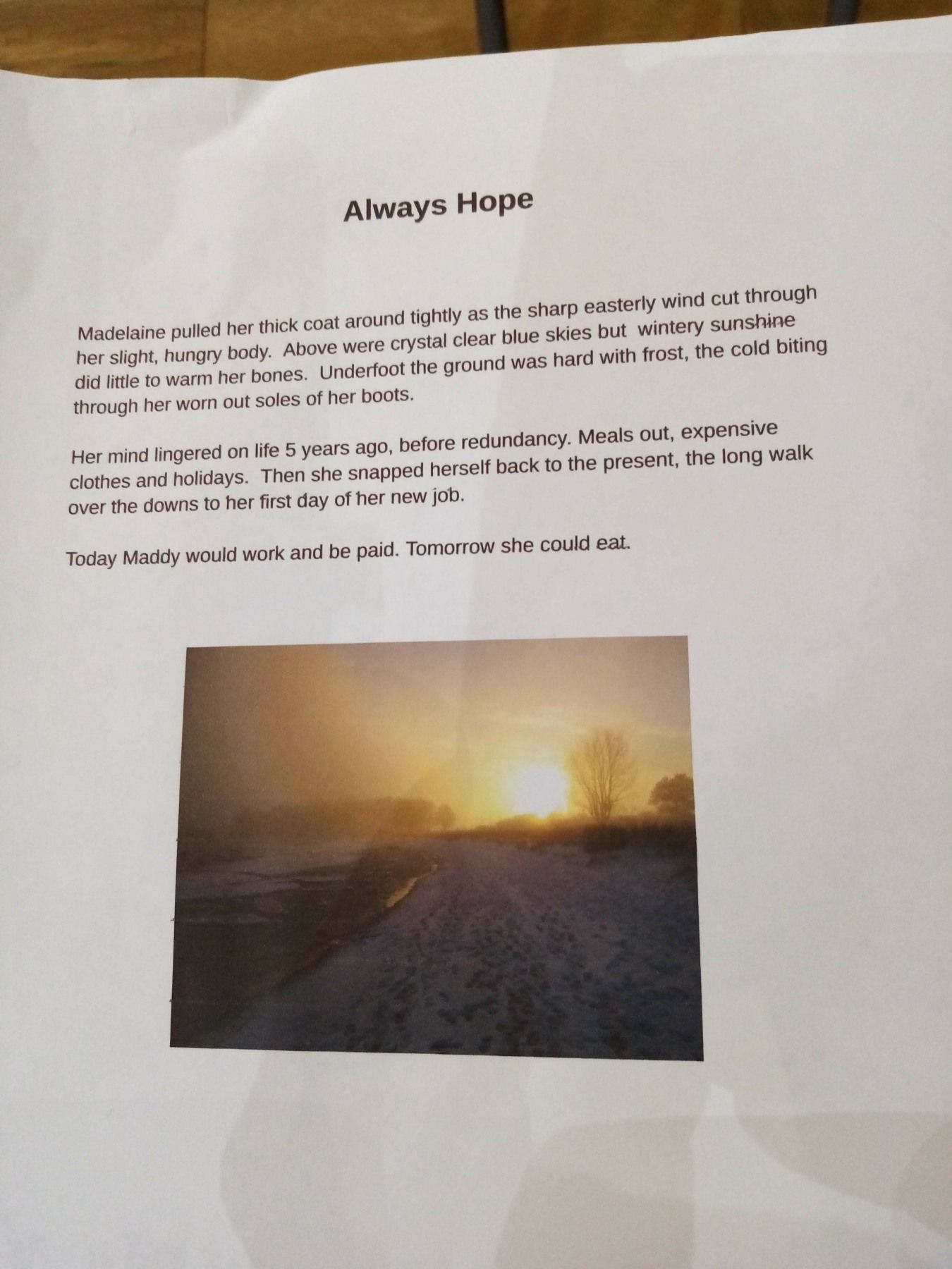 A piece of paper with the words always hope on it