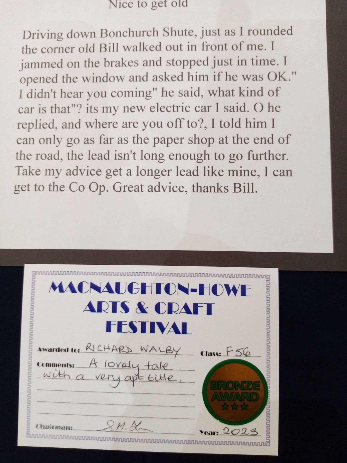 A piece of paper that says macnaughton home arts & craft festival