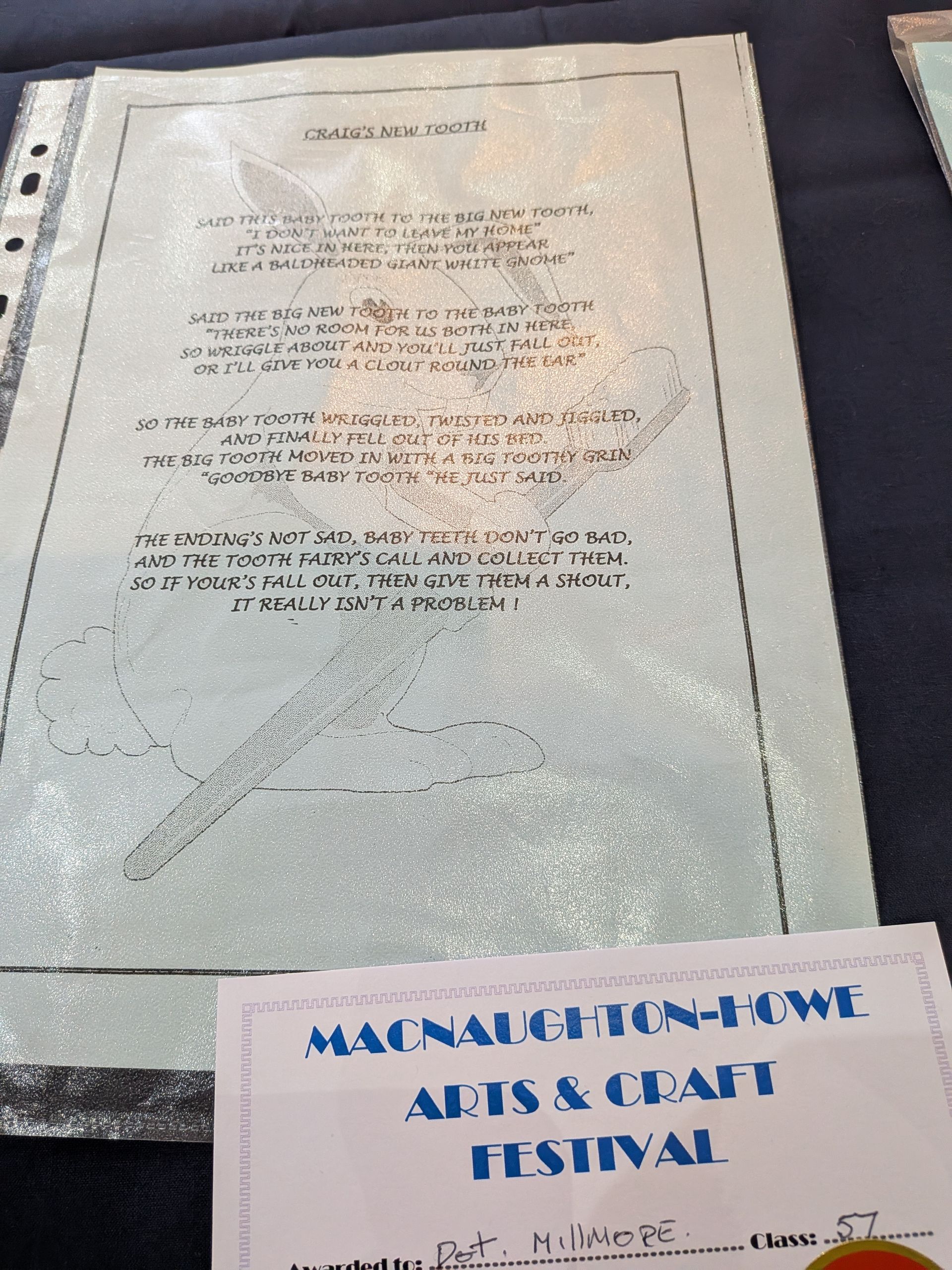 Document in a binder, with Arts & Craft Festival flyer.