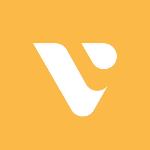 A white letter v on a yellow background.