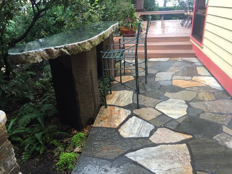Stone Walkway leading to a Deck - Bellingham, WA - Garden of Eden Landscape LLC