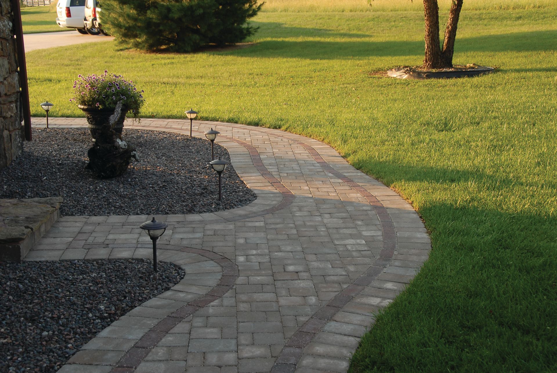 Achieve a Rustic Outdoor Patio Ambiance Using Stockman Stoneworks’ Aged Cordobay Pavers.