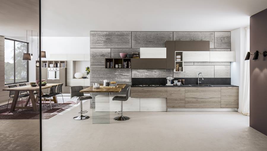 cucina completa con mobili in legno