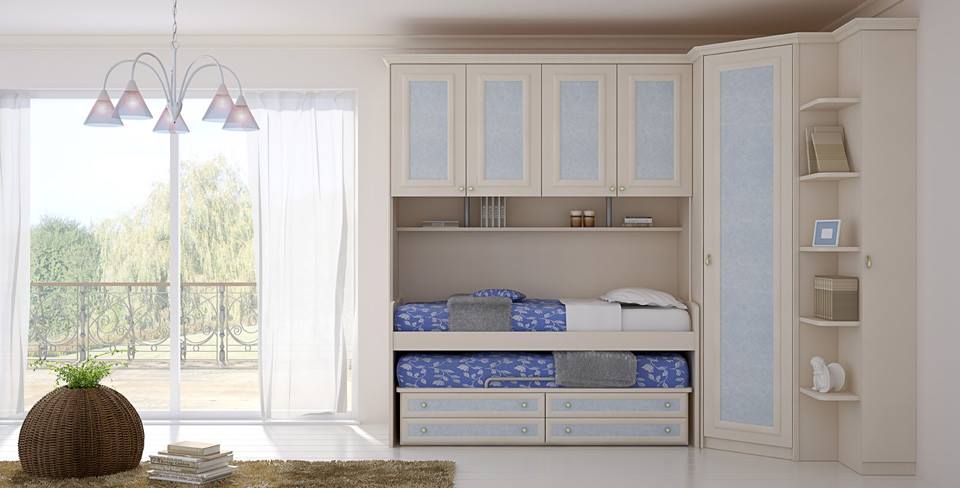 cameretta con due letti a scomparsa