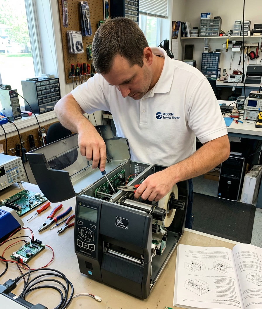 hire technician thermal barcode label printer repair