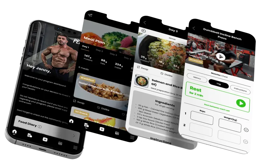 Black iPhone next to three screen protectors, all displaying text, against a white background.