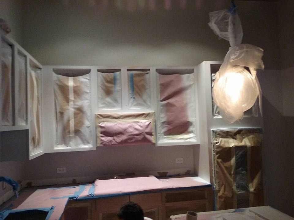 Cabinets During Construction at Night — Chicago, IL — McMaster Painting