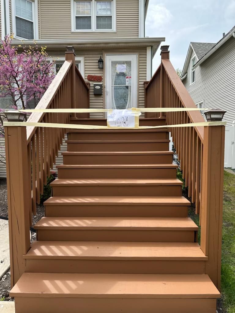 Wooden Deck With Stairs Leading Up to the Front Door — Chicago, IL — McMaster Painting