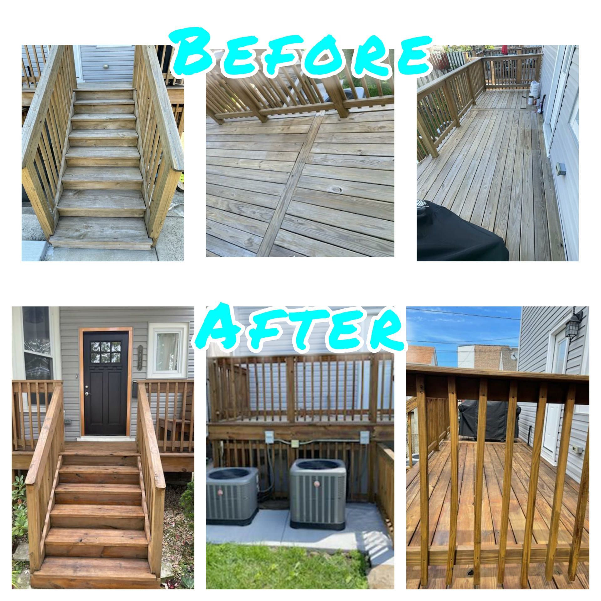 Before and After Photo of a Wooden Deck — Chicago, IL — McMaster Painting