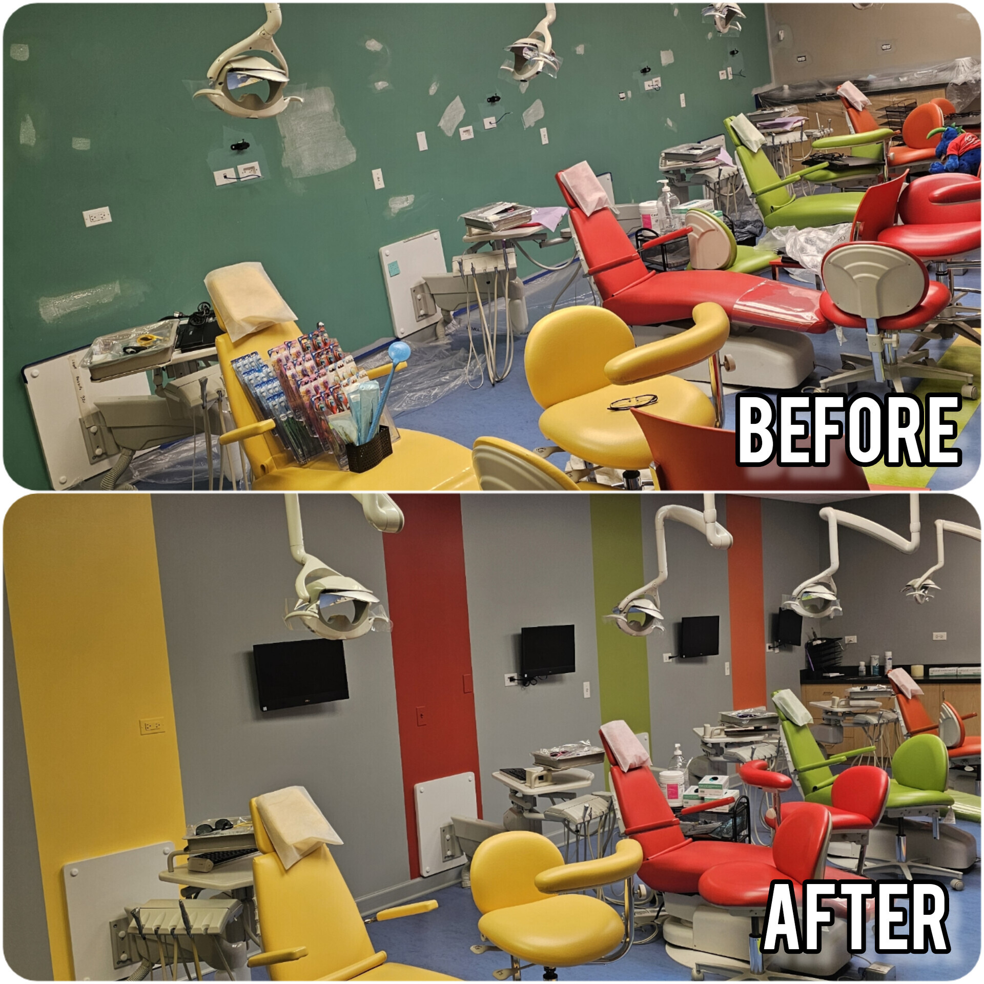 A Before and After Photo of A Dental Office - Chicago, IL - McMaster Painting