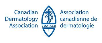 Logo of the Canadian Dermatology Association in blue. Text in English and French surrounds a central medical symbol.