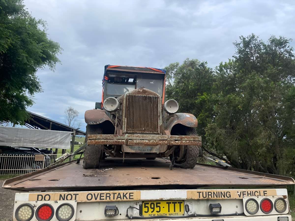 The Front Side Of The Old Car As It’s Being Towed — Big Tim's Towing in Cameron Park, NSW