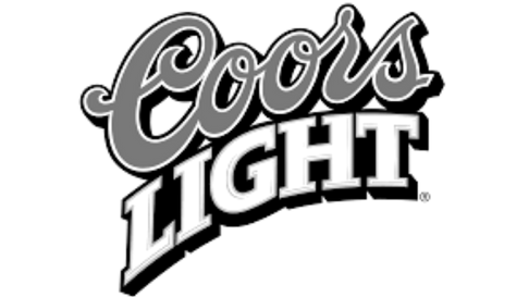 A black and white graphic logo of the brand Coors Light, featuring stylized text.