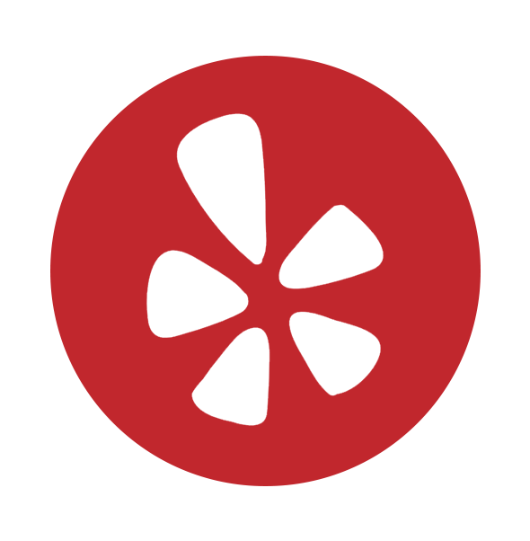 A Yelp logo with red circle with a white star in it