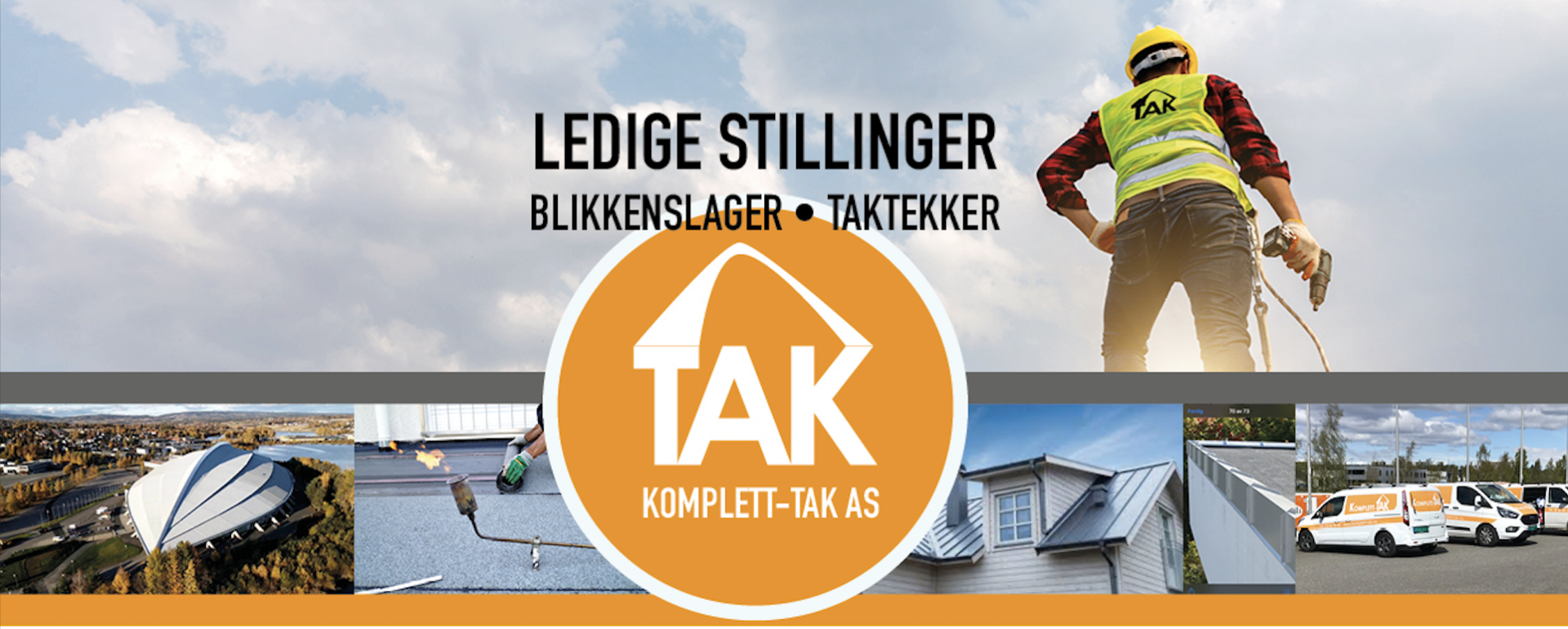 A man in a yellow vest is standing in front of a sign that says tak