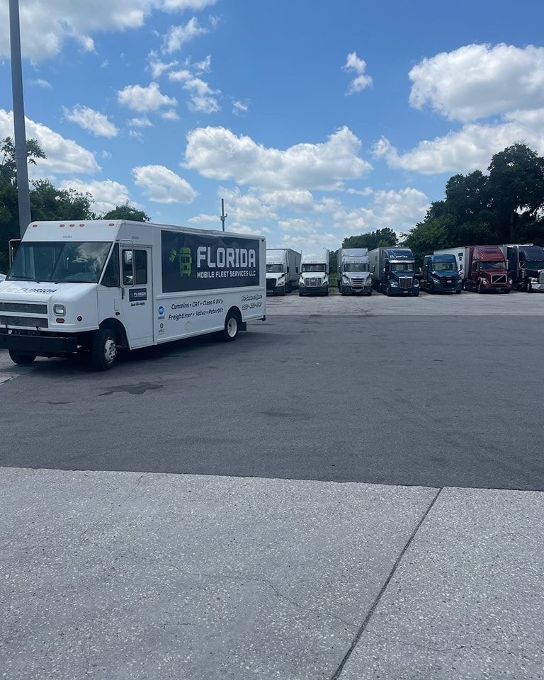 A florida truck is parked in a parking lot