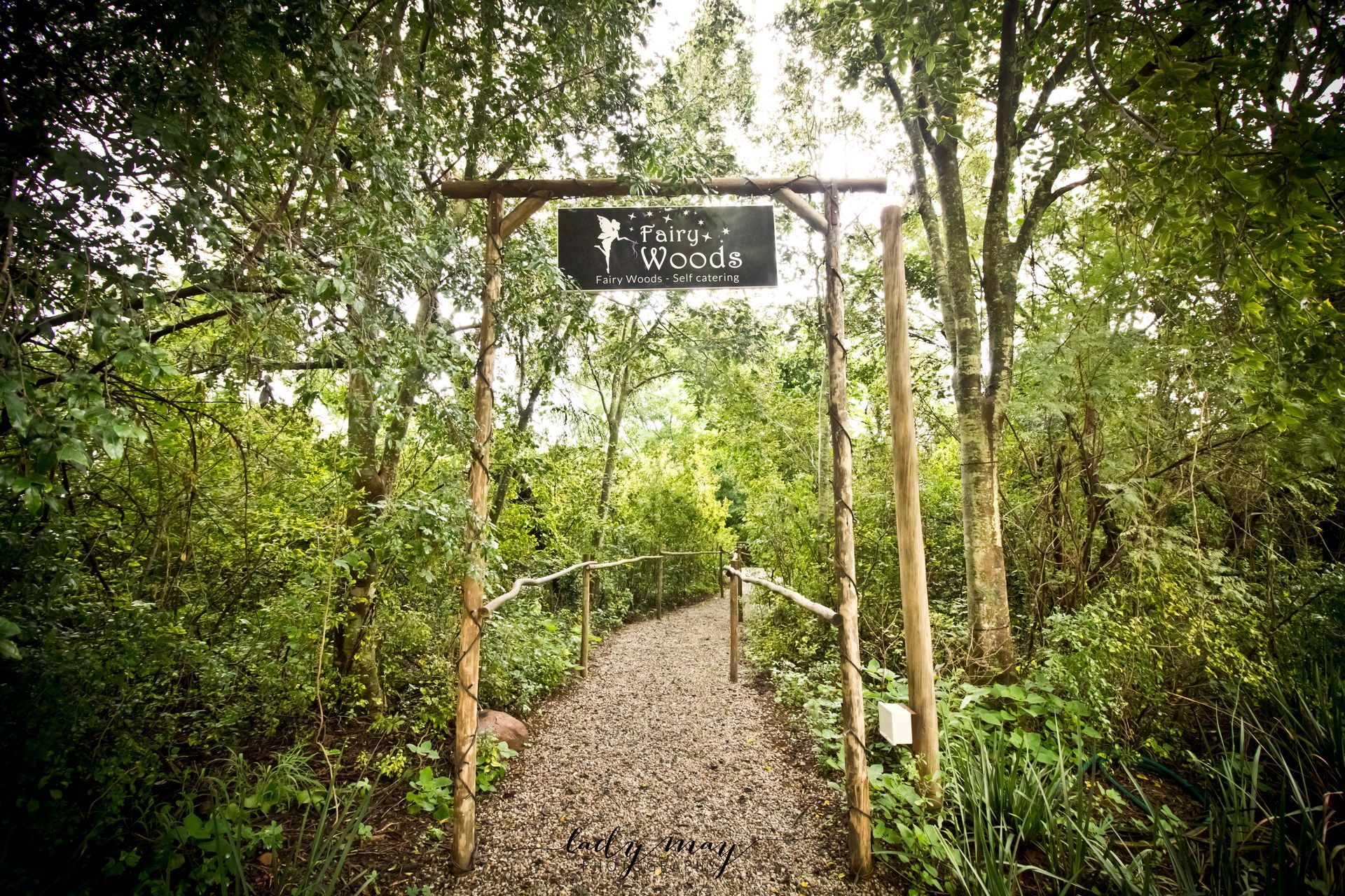 The entry to the Fairy Woods venue at Riverside Castle which can be used for small family events.