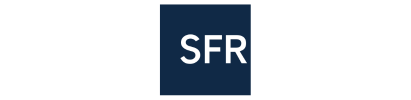 The sfr logo is on a blue background
