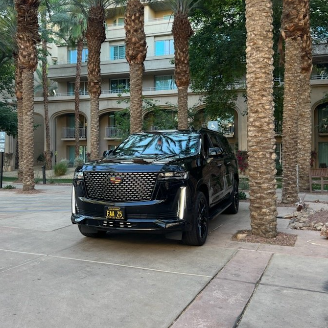 FAA Transportation Cadillac Escalade Black car Palm Springs 7 Passengers