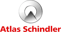 CONSULPRIME.COM - Logotipo da Atlas Schindler: círculo prateado com um triângulo no centro, texto vermelho 